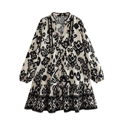 Elegant European & American Style Sexy Print Mini Dress