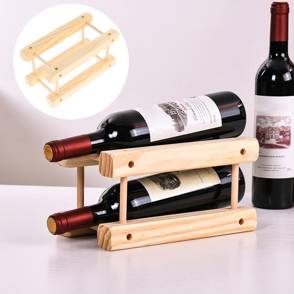 Wooden Bottle Holder Table Top Stands Rack Display Stand for Home Decor Kitchen Organization