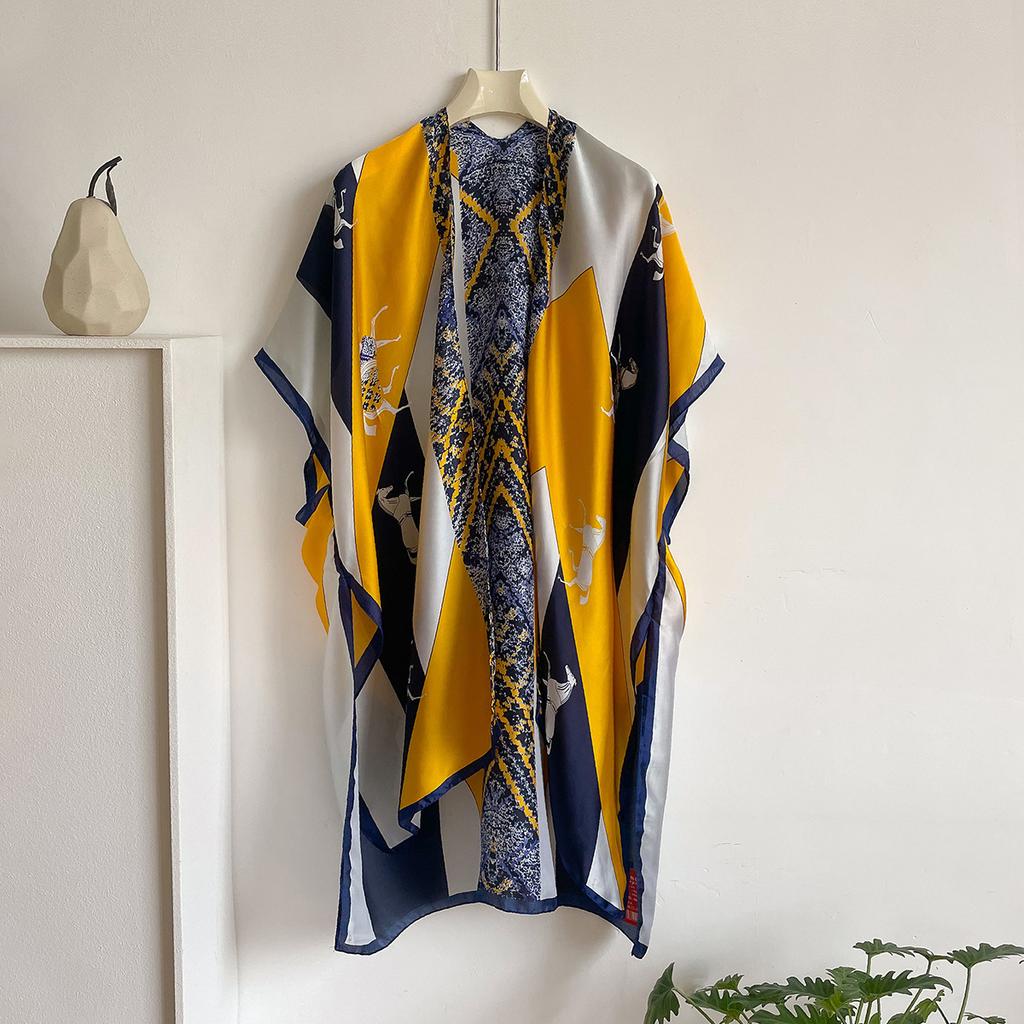 Spring And Summer Plus Sunscreen Shawl Simulation Silk Lijing Forging Silk Scarf Temperament Cape Clothes