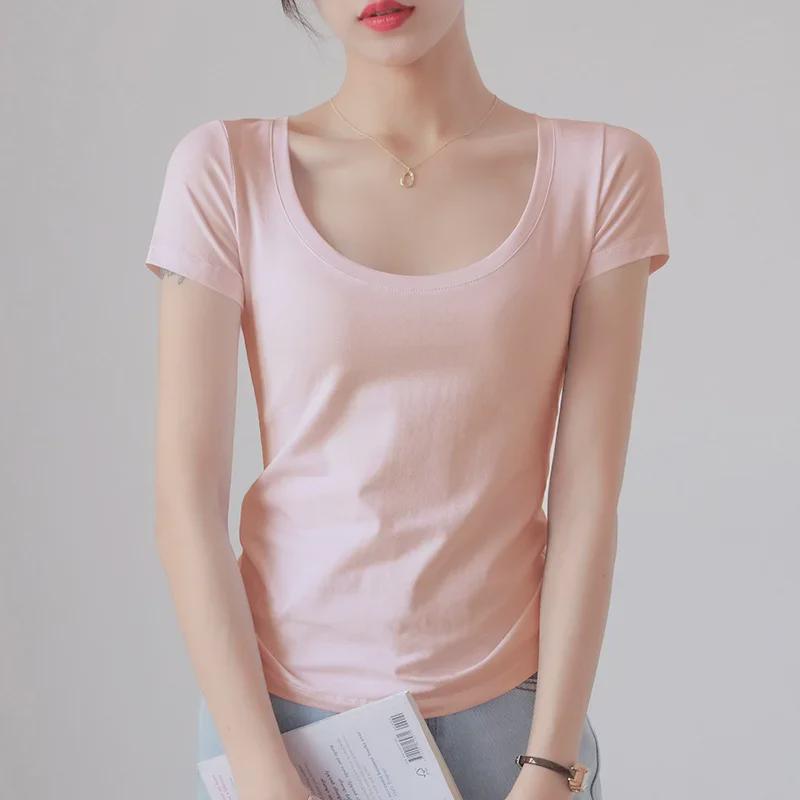 Women's Slim Fit White Round Neck Pure Cotton Short Sleeve T-Shirt - Summer 2025