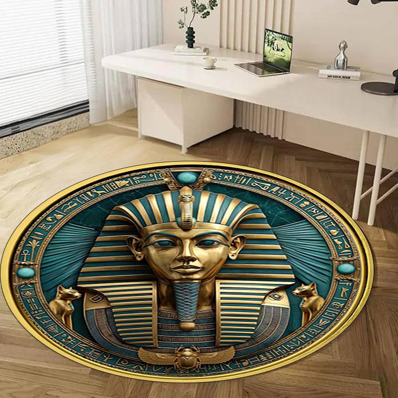 Egyptian symbolism Compass Circular Rug - Office Decorative Carpet For Living Room Bedroom Door Mat Floor Rug Computer Chair Area Rug