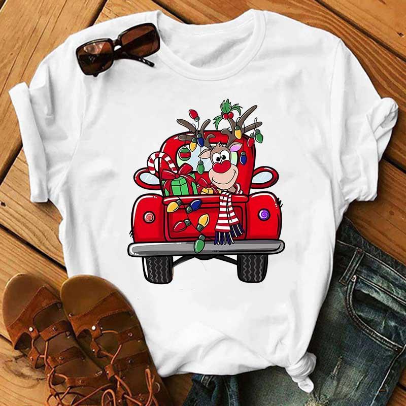 Damen Sommer Lässiges Kurzarm-T-Shirt Weihnachts-Serie Malerei Grafik Ästhetisch Harajuku Stil Grafik-T-Shirt