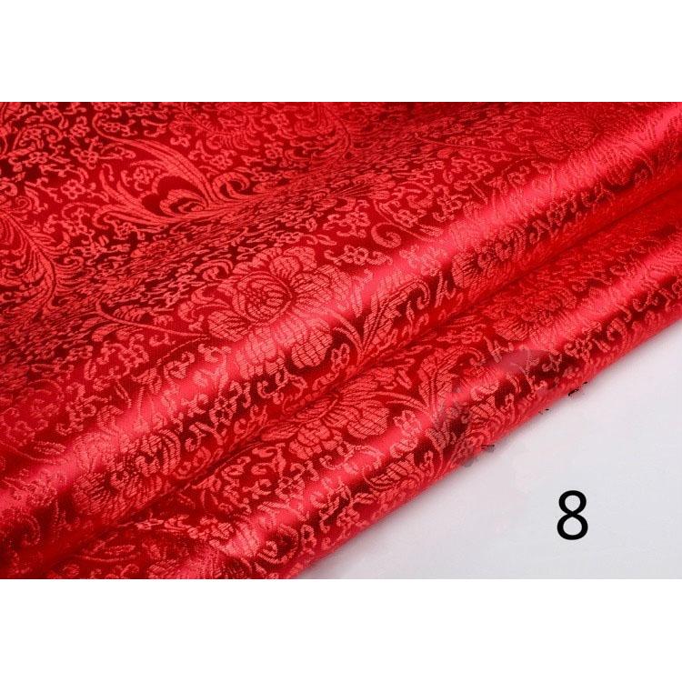 Tissu Brocart Chinois Fleurs Satin - 1mètre, Multicolore, Pour Couture