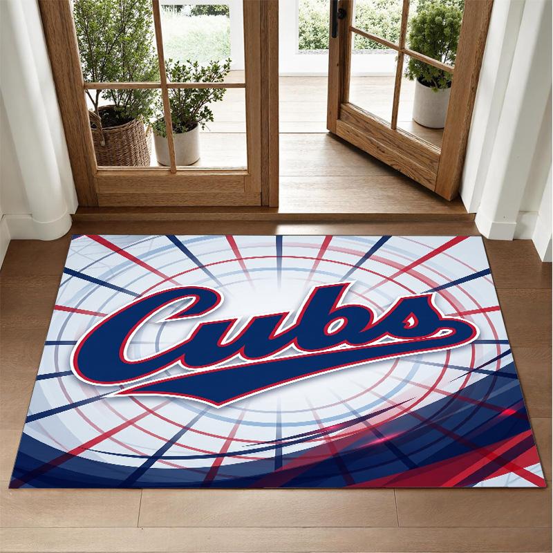 Chicago Cubs Design Crystal Velvet Rug Soft Decorative Mat for Bedroom Entrance