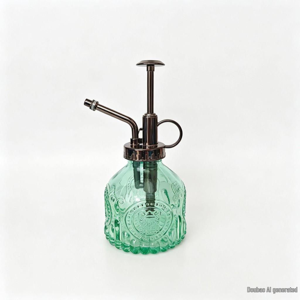 Retro Embossed Glass Spray Bottle – Small Pressure Watering Can for Garden & Home Flowers