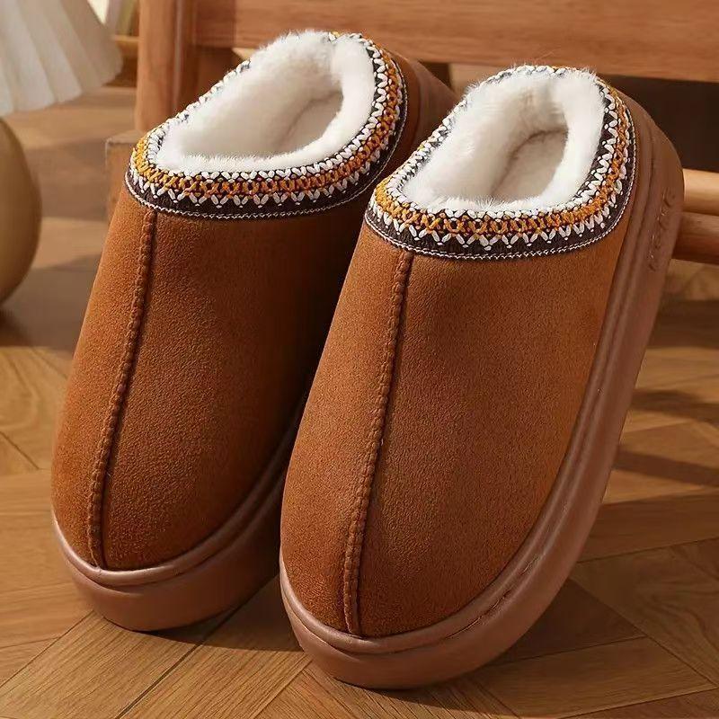 Cotton Slippers Women's Home Slippers Half Pack Thick Sole Anti Slip Lightweight Warm Super Thick Cotton Slippers Couple Home Cotton Shoes