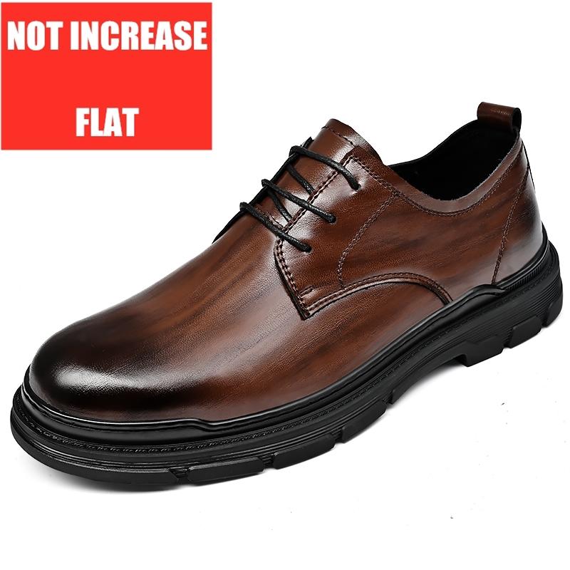 

Мужские туфли на плоской подошве / с увеличением высоты на 5 см, кожаные, формальные, туфли-лифты, мужские, для роста, деловые, свадебные оксфорды, из коровьей кожи, высокие туфли 39