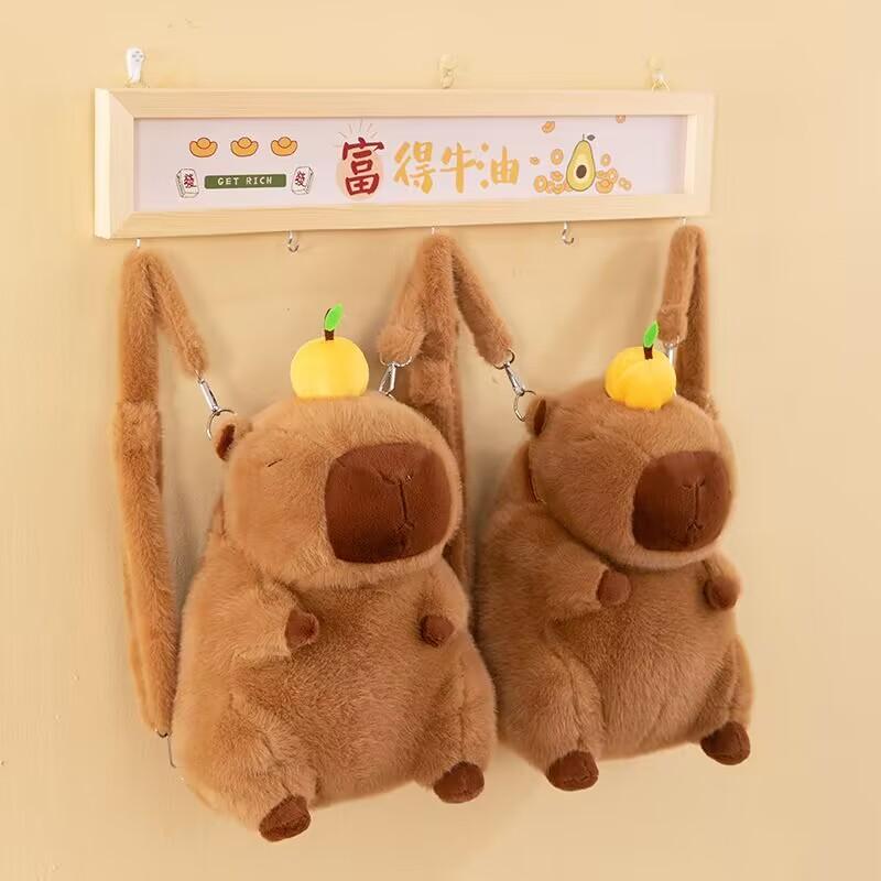 Capybara peluş sırt çantası Kawaii moda peluş bebek kürk çanta çocuk çantası omuzdan askili çanta Mini sırt çantası çanta kız arkadaşı için hediyeler