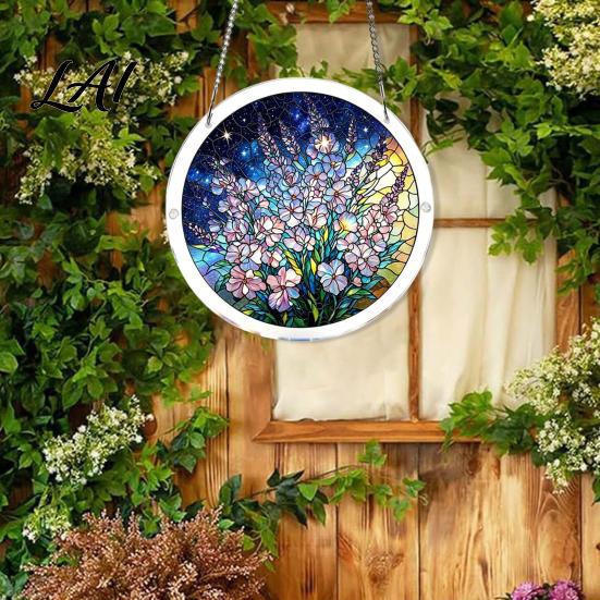 High Transparency Acrylic Puzzle Pendant Round Stained Glass Style Hanging Ornament 7.48 Mindful Weekend Activity Inch Window Decoration for