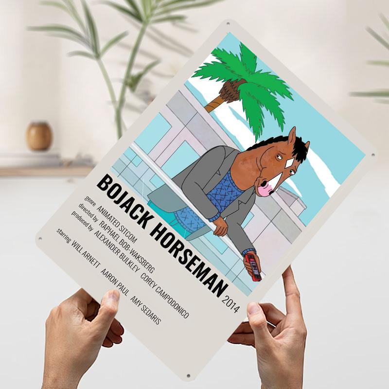 

Bojack Horseman Metal Poster Customized Wall Art Retro Vintage Tinplate Signs for Apartment Decoration Room Desk Decor Wand Deko 7.9x11.8In(20x30cm)