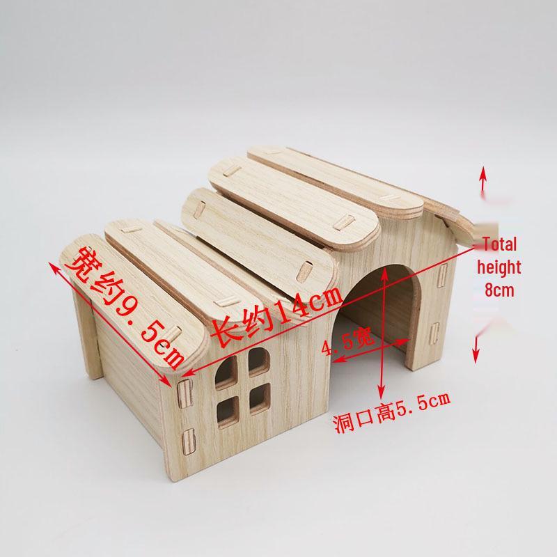 Solid Wood Double-Layer Hamster House with Swing & Seesaw