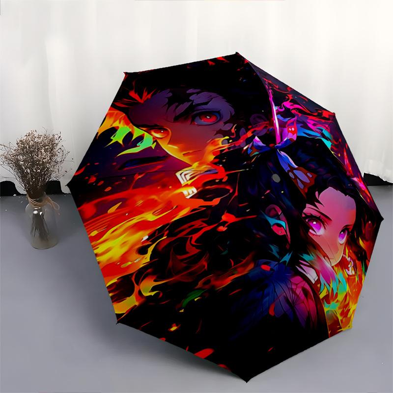 1pc Flaming Anime Characters Automatic Opening and Closing Umbrella - Suitable for Various Occasions, Outdoor Activities, Lightweight and Durable