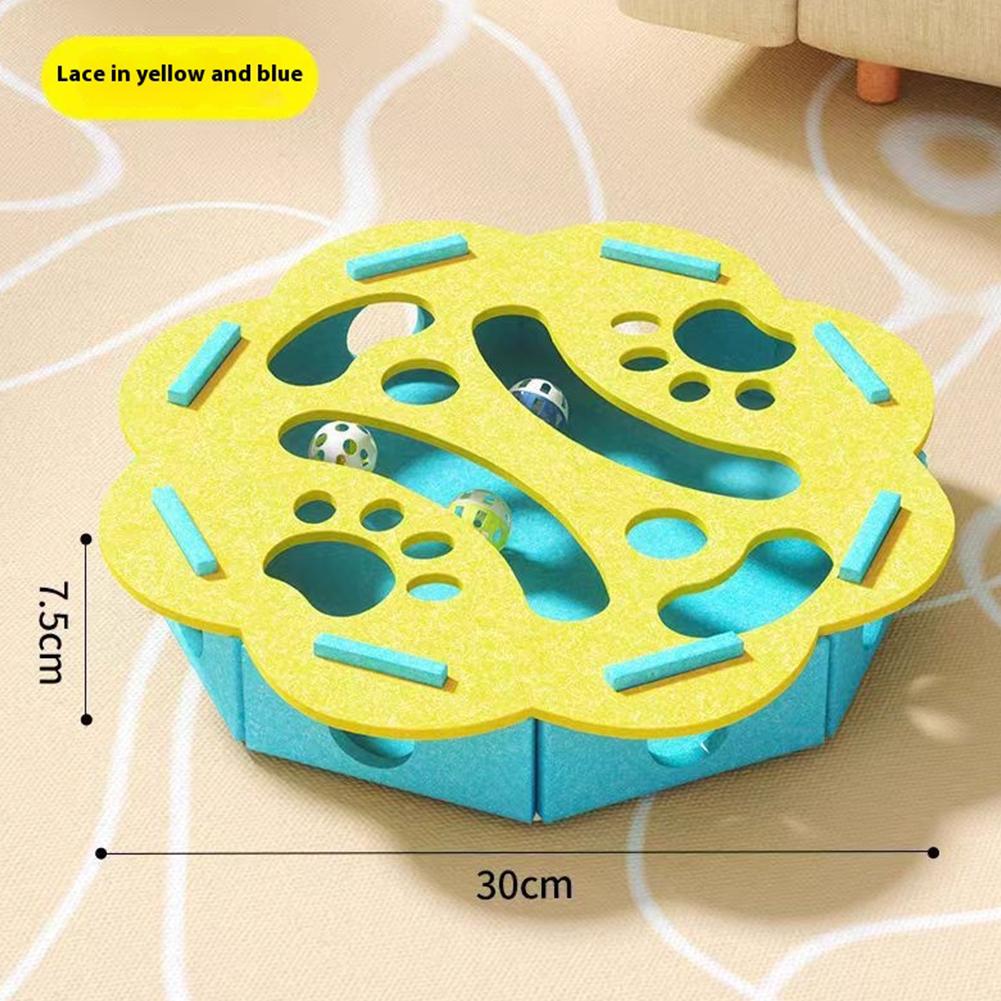 Cat Maze Felts Box With Ball Pet Cat Puzzle Maze Holes Toys Felt Puzzle Box Kitten Playing Toys Funny Cat Interactive Supplies