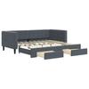 Pull Out Daybed with Drawers Dark Grey 90 X 190 Cm Velvet