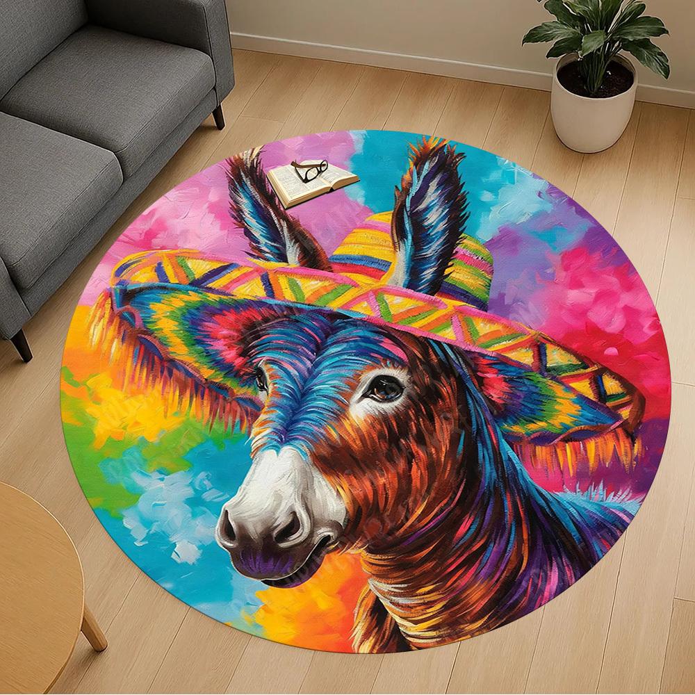 1PC donkey sombrero Office Round Area Rug, Under Office Chairs Bedroom Living Room Home Decor, Carpet for Office -1110017