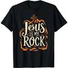 Is My Rock Christian TShirt  Black with Orange Cross Design Gym Casual Attire Religious Apparel for Men Women Men Clothing