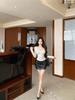 Grey V-Neck Slim Fit Long Sleeve Winter T-Shirt for Women - Waist-Cinching Sexy Style