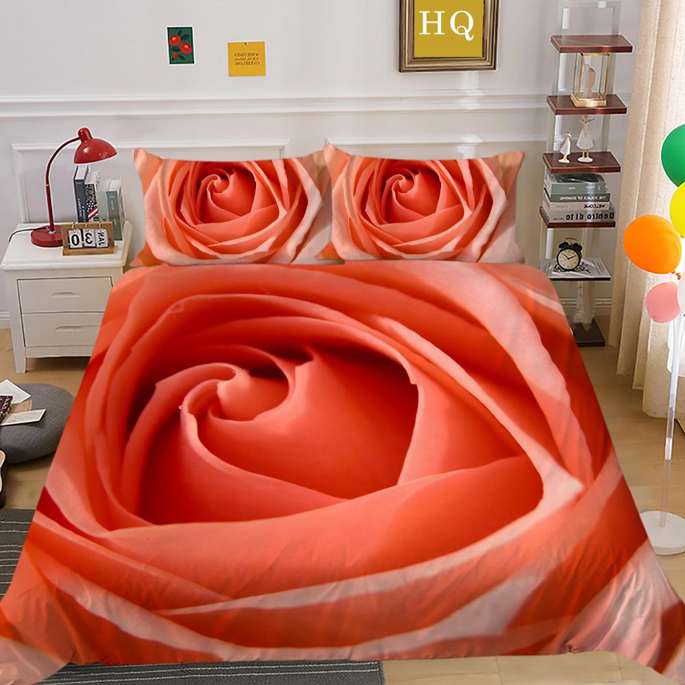 3D Flowers Printing Bed Cover King Size Bed Clothes Polyester Bedspreads Girl Fashion Home Bedclothes