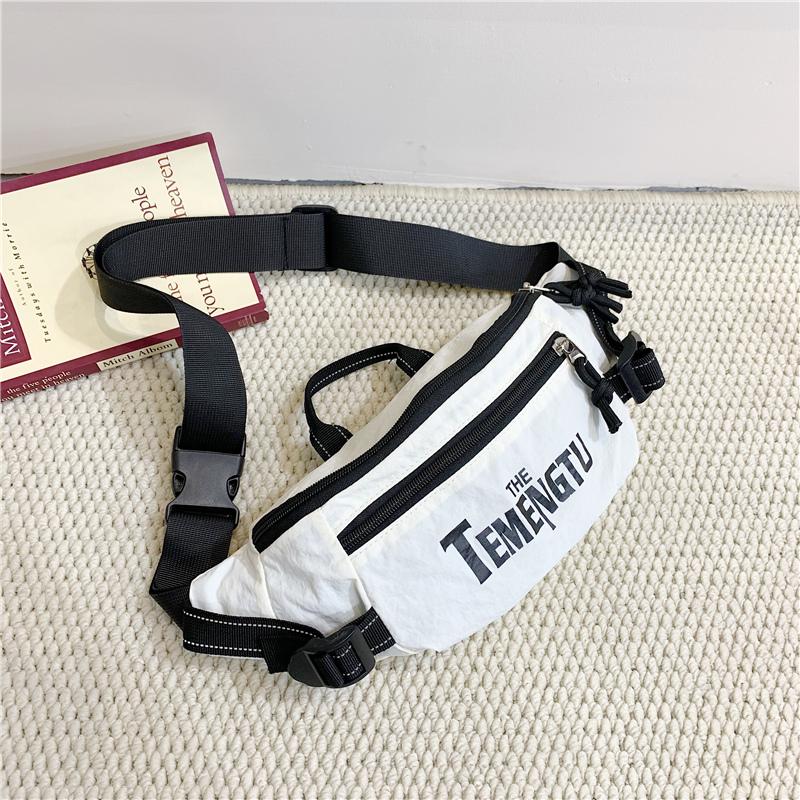 Men's Letter Print Chest Bag Women's Waist Bag Student Sports Crossbody Mobile Phone Bag