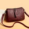 Three-Layer Multi-Use Middle-Aged Mother Bag Women's Embossed Change Shoulder Crossbody Bag