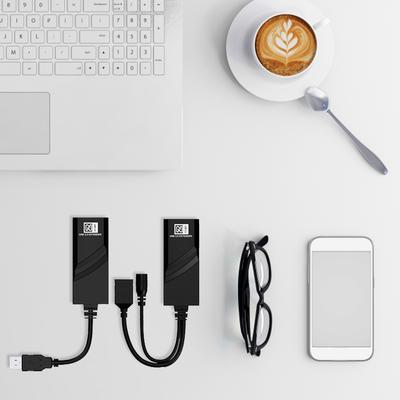 USB-Ethernet-Extender mit Netzteil Ethernet-Verlängerungskabel Anschlüsse Bis zu 100 m für Kamera Maus Tastatur
