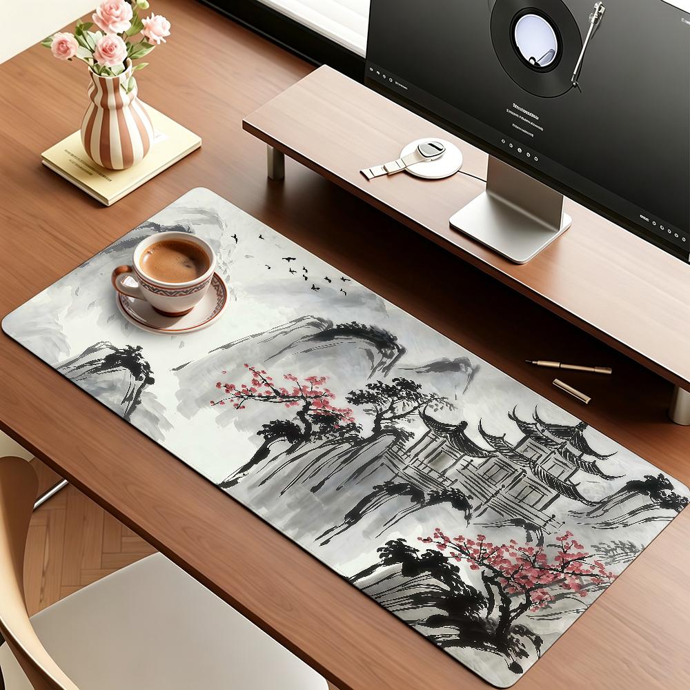 Chinese ink landscape painting Mouse Pad Square Office Gaming Desk Mat Waterproof Non-Slip Rubber Decorative
