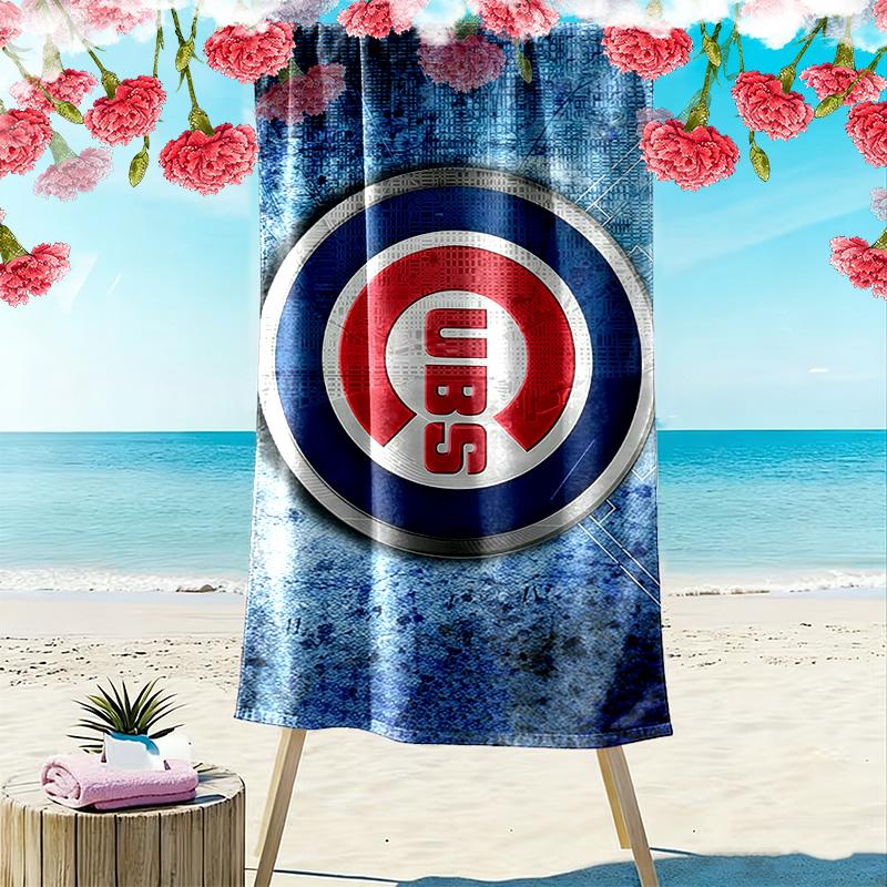 Toalha de Praia Estampa Chicago Cubs, Toalha Grande Macia de Secagem Rápida para Praia Camping Natação