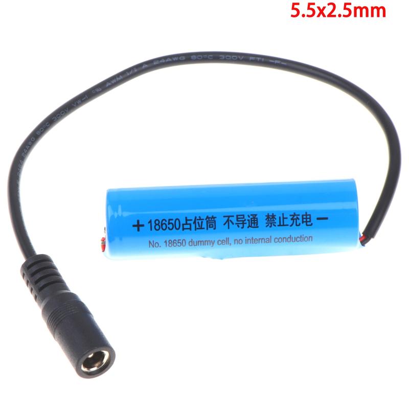 18650 Dummy Cell Battery Housing 0V Adapter Tube 5.5x2.1mm/5.5x2.5mm Port for Battery Capacity Testing
