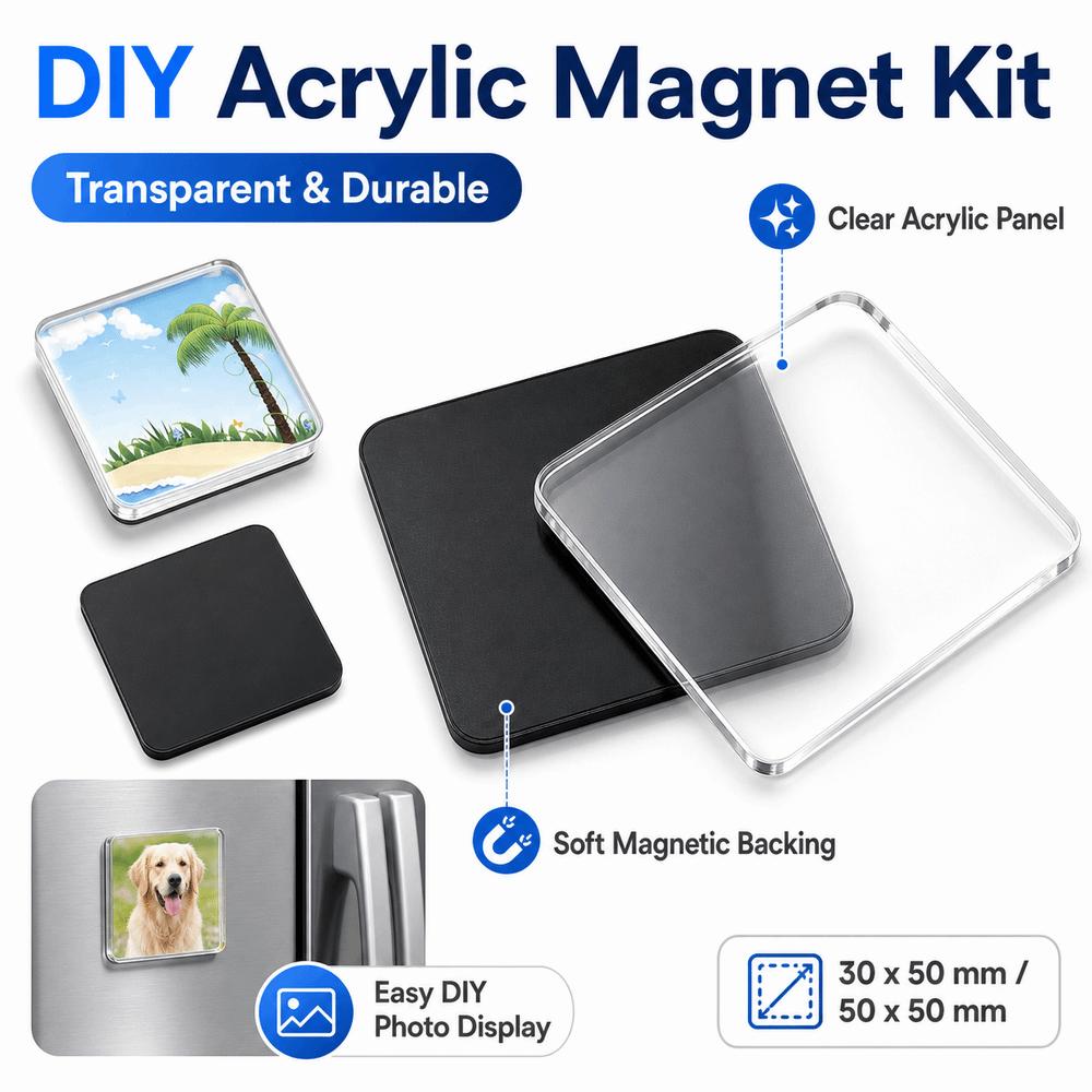 3×5cm Refrigerator Magnets Transparent Photo Frame New Photo Magnets Kit Kitchen Decor