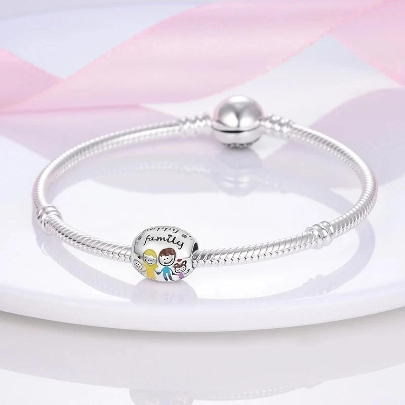 Happy Family Affection Charms Copper Original Beads Fit Originalcharms Bracelet Beads Jewelry Gifts For Women