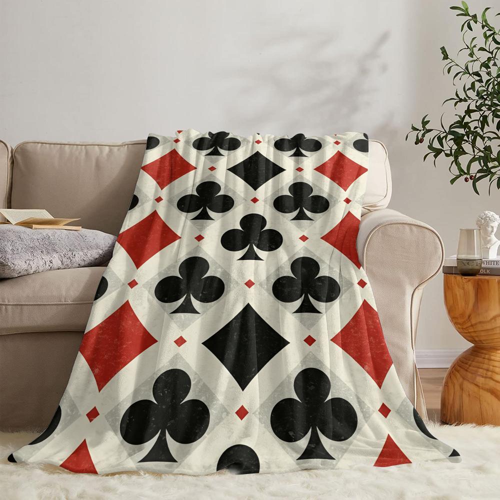 GUOYU Blanket Dice Black BALL Poker Throw Soft Flannel Throw Summer Blanket Lightweight Cozy Nap Blanket For Sofa Bed Travel