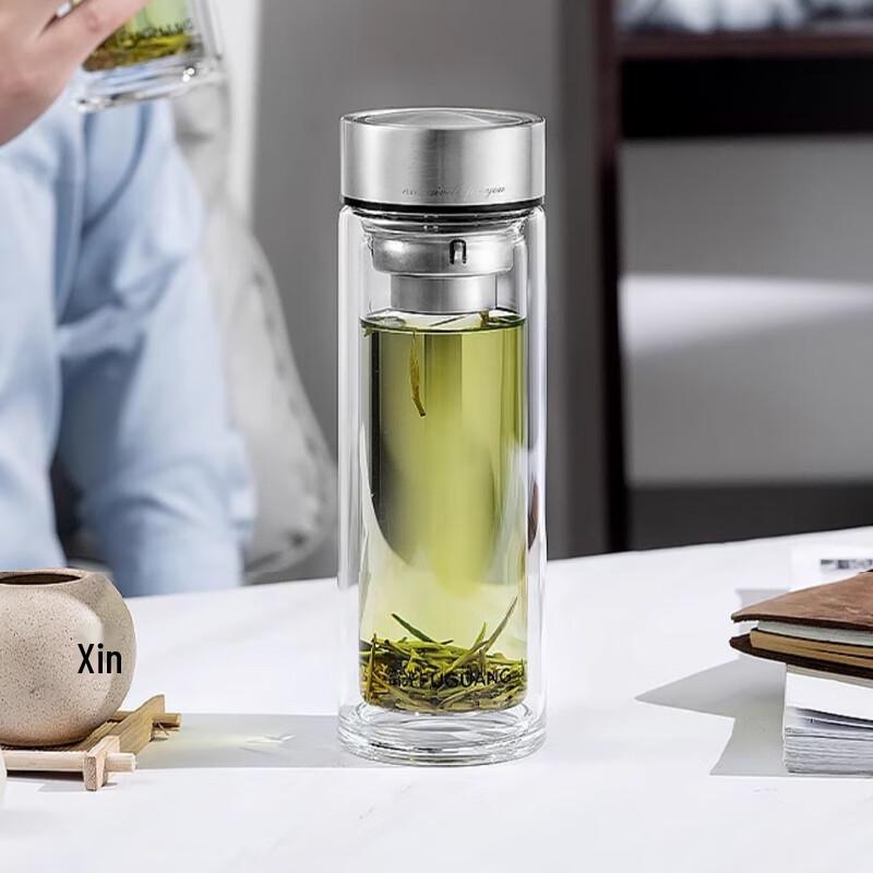 FUGUANG Double-Layer Borosilicate Glass Tea Infuser Bottle