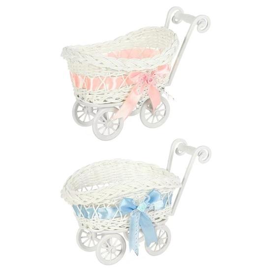 Rattanowy Koszyk na Kwiaty do Wózka Mały Tkany Koszyk do Przechowywania Uchwyt na Sztuczne Kwiaty