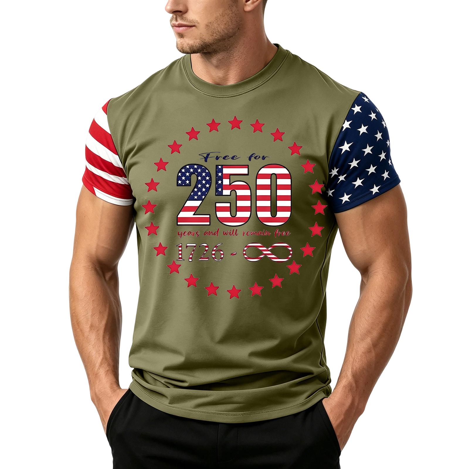 

Men s Short Sleeve Crew Neck T Shirt With 250 Print Pattern Casual Fit Soft Fabric Top L