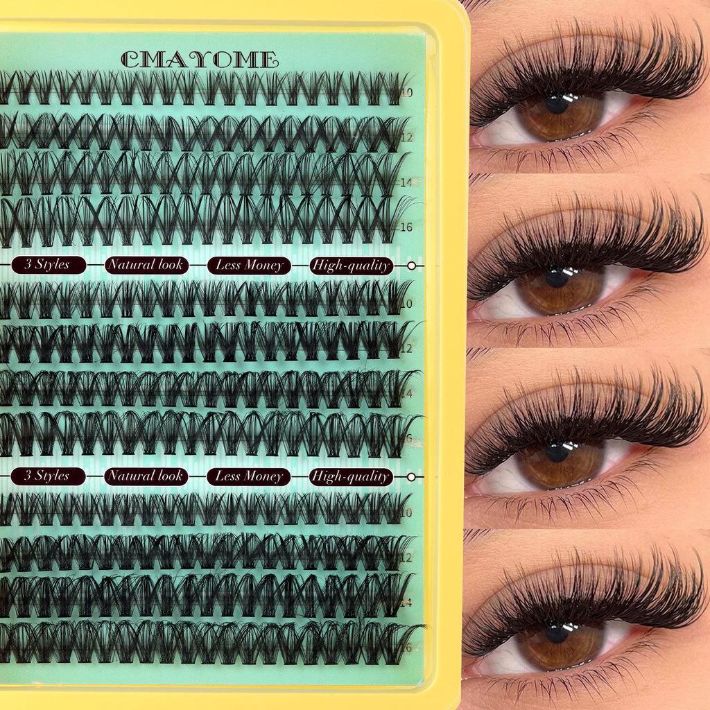 Mixed Pack Thick Curl Hot Melt Stem False Eyelashes - Cross-border DIY Large Capacity 60D/80D Segmented Single Cluster Design
