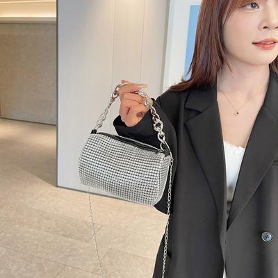 Popular Diamond Noodle Handbag Chain Pillow Bag Versatile Shoulder Bag Women's New Handbag Crossbody Women's Bag