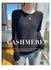 Women's Genuine Cashmere Seven-Gauge Thick Saddle Shoulder Round Neck Loose Solid Color Knit Sweater Base Layer
