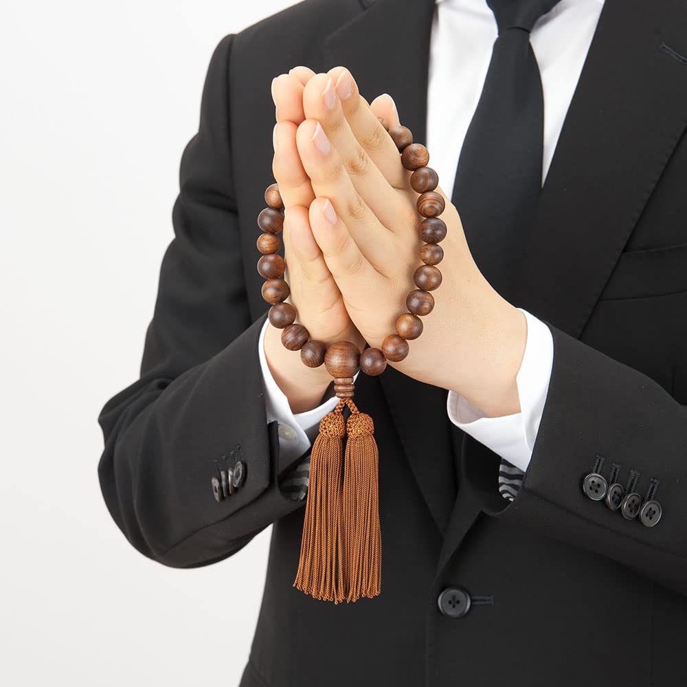 Buddhist Altar Shop Takita Shoten Buddhist Prayer Beads for Men, Sandalwood (Matte), 22 Beads, with Prayer Bead Bag, Suitable for All Sects, Kyoto