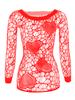 Sexy Dress Underwear For Woman Red Mesh Transparent Sexy Crotchless Dress Heart Print O Neck Erotic Lingerie Nightwear