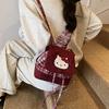 Hello Kitty Retro PU Doppel-Schulterrucksack für den täglichen Weg zur Arbeit und Reisen