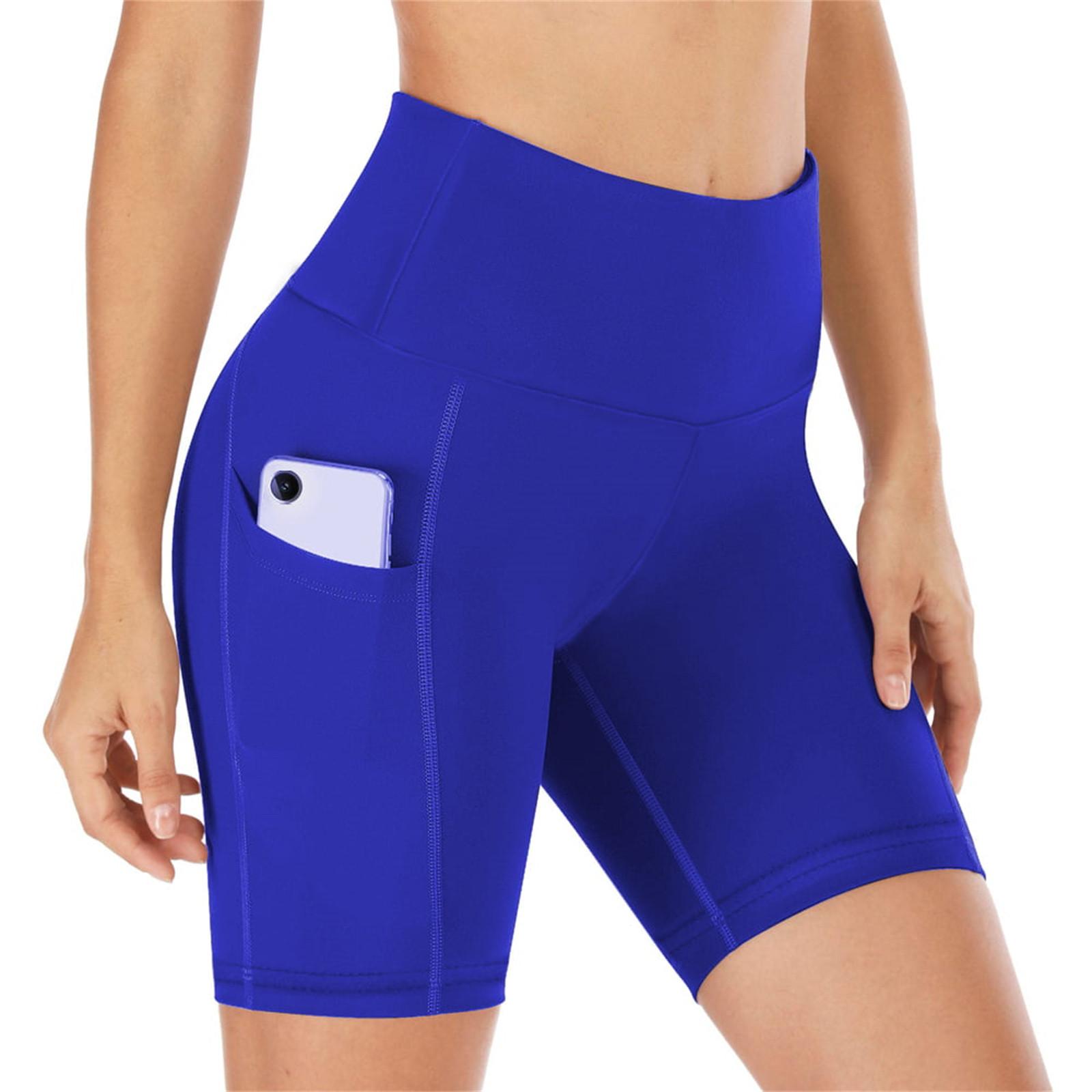 

Женские бесшовные вязаные однотонные шорты для ягодиц, дышащие высокоэластичные спортивные брюки для бега, йоги XXL синий