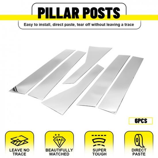 6PCS Chrome Pillar Post For 2017-2024 Cadillac XT5 Window Door Trim Cover Decals