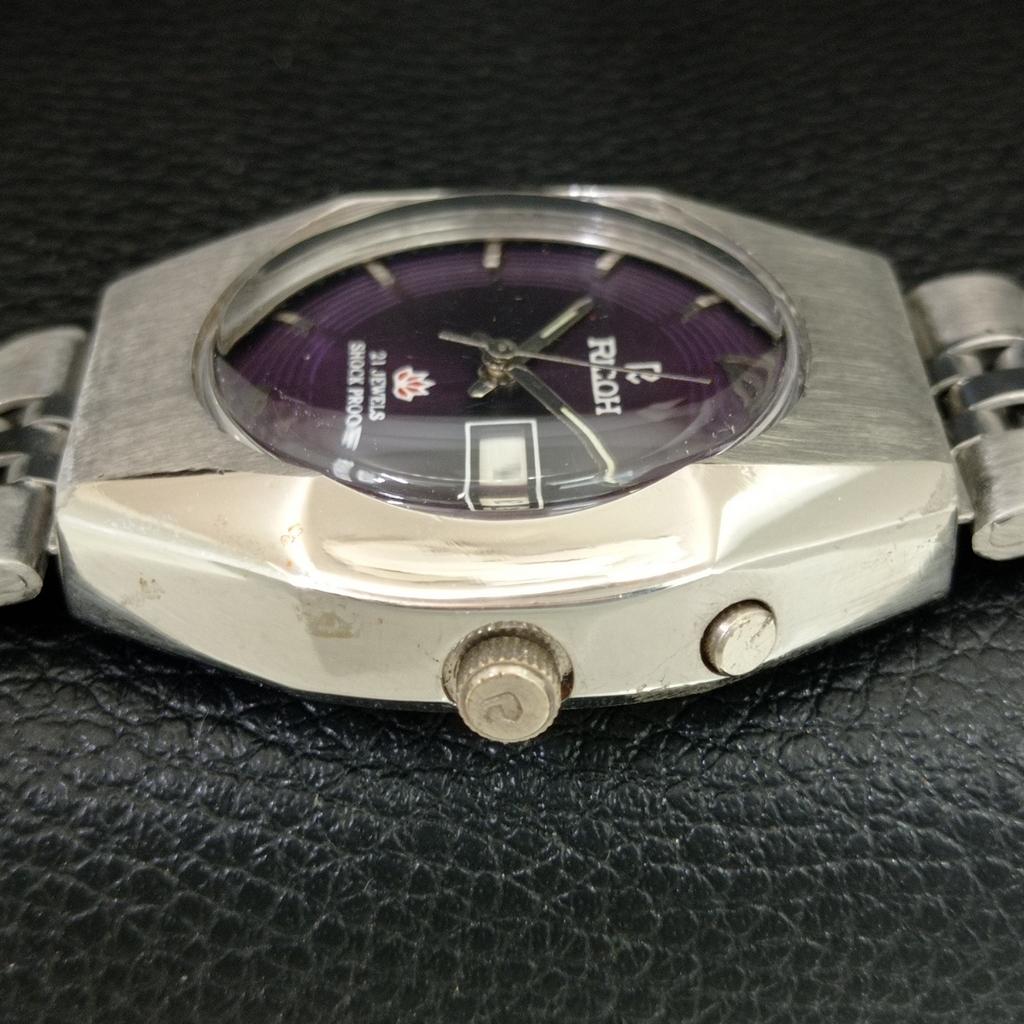GENUINE VINTAGE RICOH R31 AUTOMATIC JAPAN MENS PURPLE COLOR DIAL WATCH a709228-1