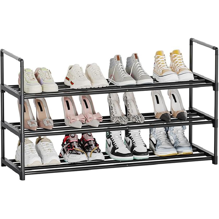 Shoe Rack, 3-Tier Shoe Organizer, Sturdy Shoe Storage Shelf, Perfect for Front Door Entrance, Closet & Entryway, Easy to Assemble, DIY Layering