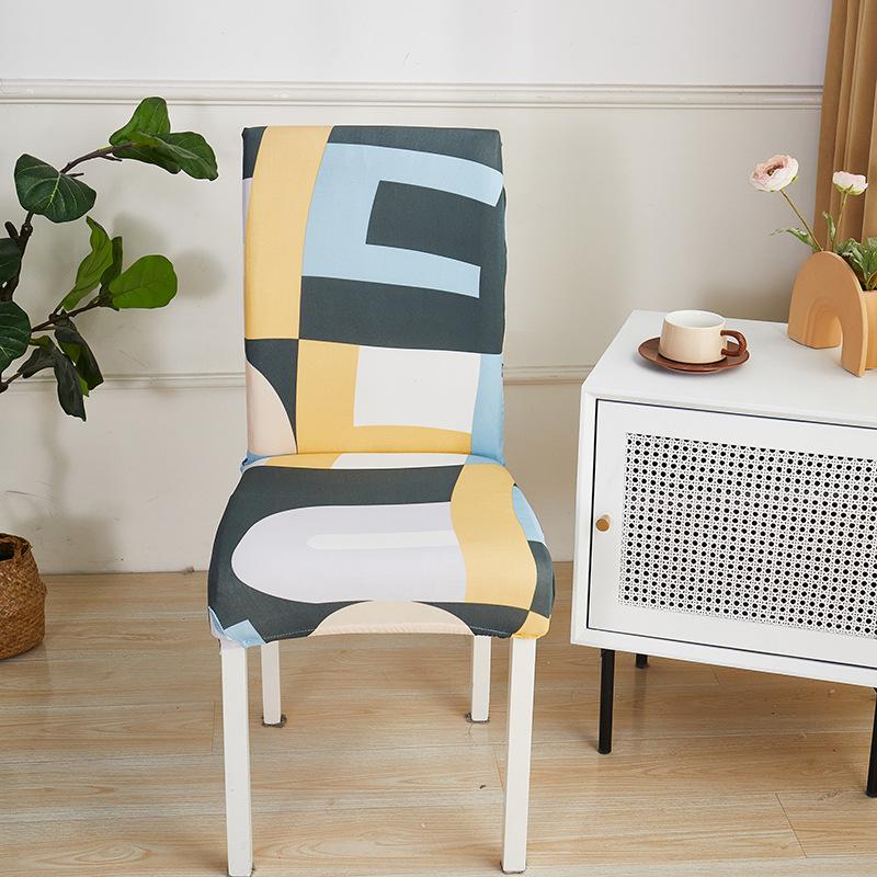 Washable Big Elastic Kitchen Chair Covers 1 Pieces Printed Chair Cover Stretch Seat Slipcovers For Dining Room Wedding