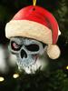 Halloween Christmas Skull Ornament with Santa Hat, Gothic Hanging Decoration, Festive Xmas Tree Decor Pendant for Home & Party
