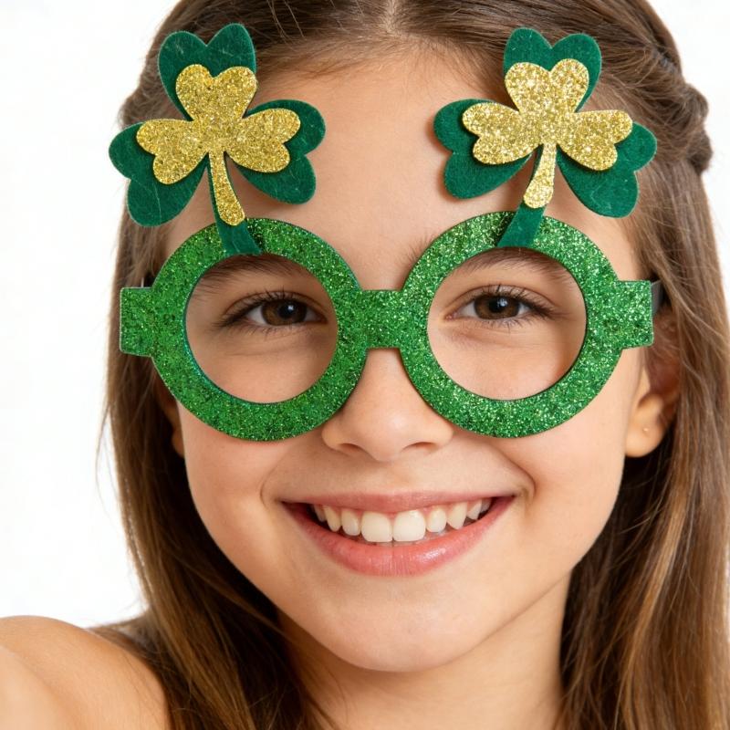 Pack of 6 Shamrock Glasses for Patrick's Day Celebration Comfortable Portable Design Perfect for Party Photos and Festival Fun