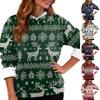 Moda feminina casual manga comprida natal estampado moletom com capuz