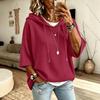 Autumn Plus Size Ribbed Batwing Sleeve Hooded Sweater for Women