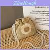Summer Woven Beach Bag With Drawstring Closure For Casual Day Use